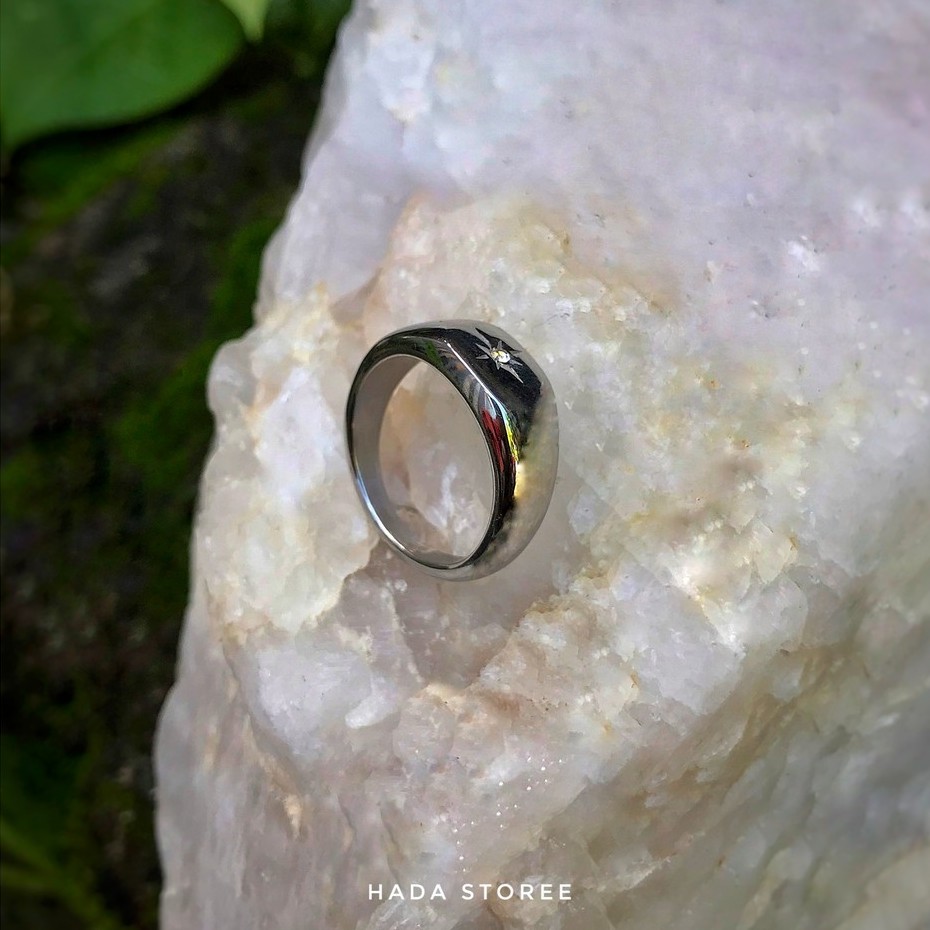 Nhẫn Thời Trang nam nữ TITANIUM mặt trời tinh tế đính đá cz sang chảnh- Mẫu N022