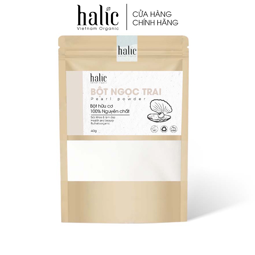 Bột Ngọc Trai dẻo đắp mặt nạ Halic Organic 125G dưỡng trắng da, giảm nhăn ngừa lão hóa, đánh bay mụn hiệu quả