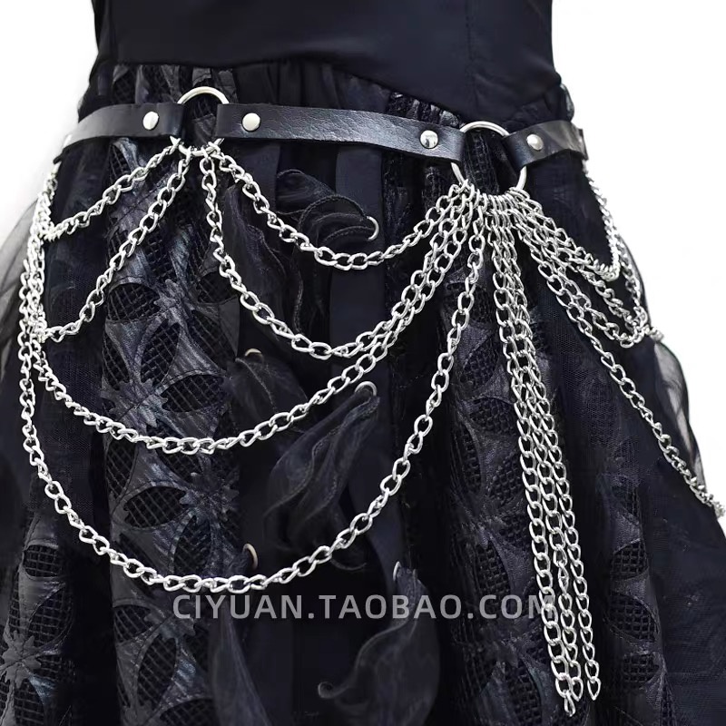 Chuỗi dây xích nhiều lớp trang trí quần jean phong cách punk hiphop thời trang mùa hè dành cho nam và nữ