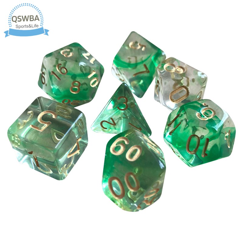 Set 7 Viên Xí Ngầu Đa Diện Nhiều Màu Sắc