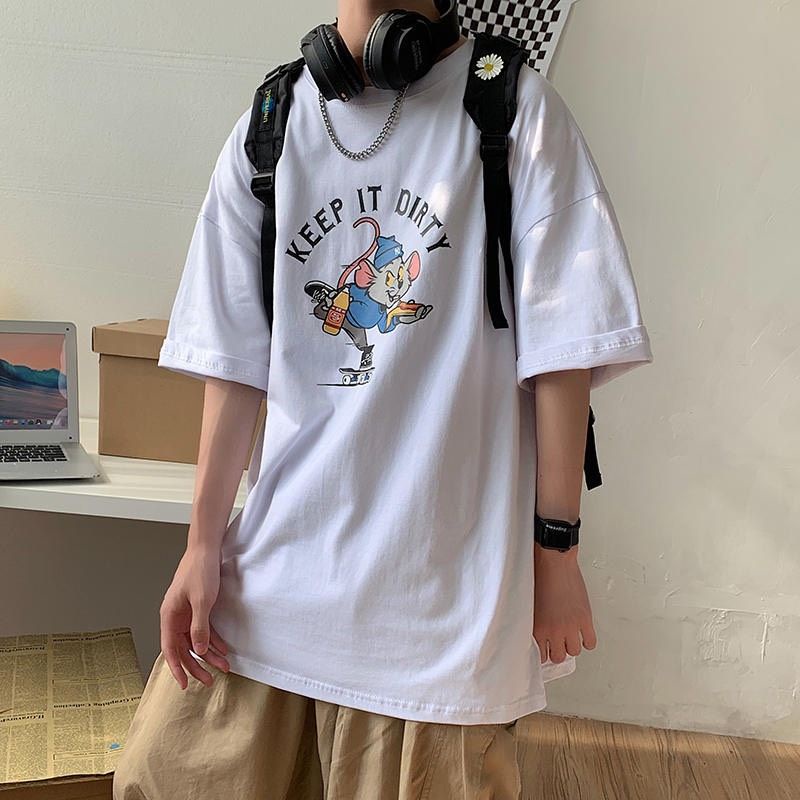 Áo thun tay lỡ unisex chuột Keep it dirty