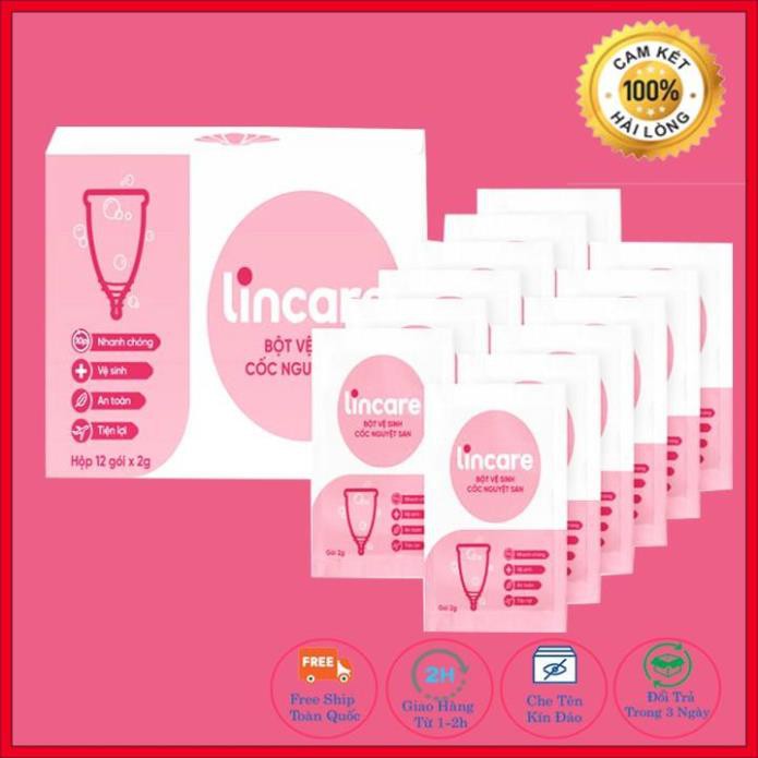 Bột Vệ Sinh Cốc Nguyệt San Lincare, Bột Tiệt Trùng Cốc Kinh Nguyệt, Hàng Chính Hãng, Hộp 12 gói