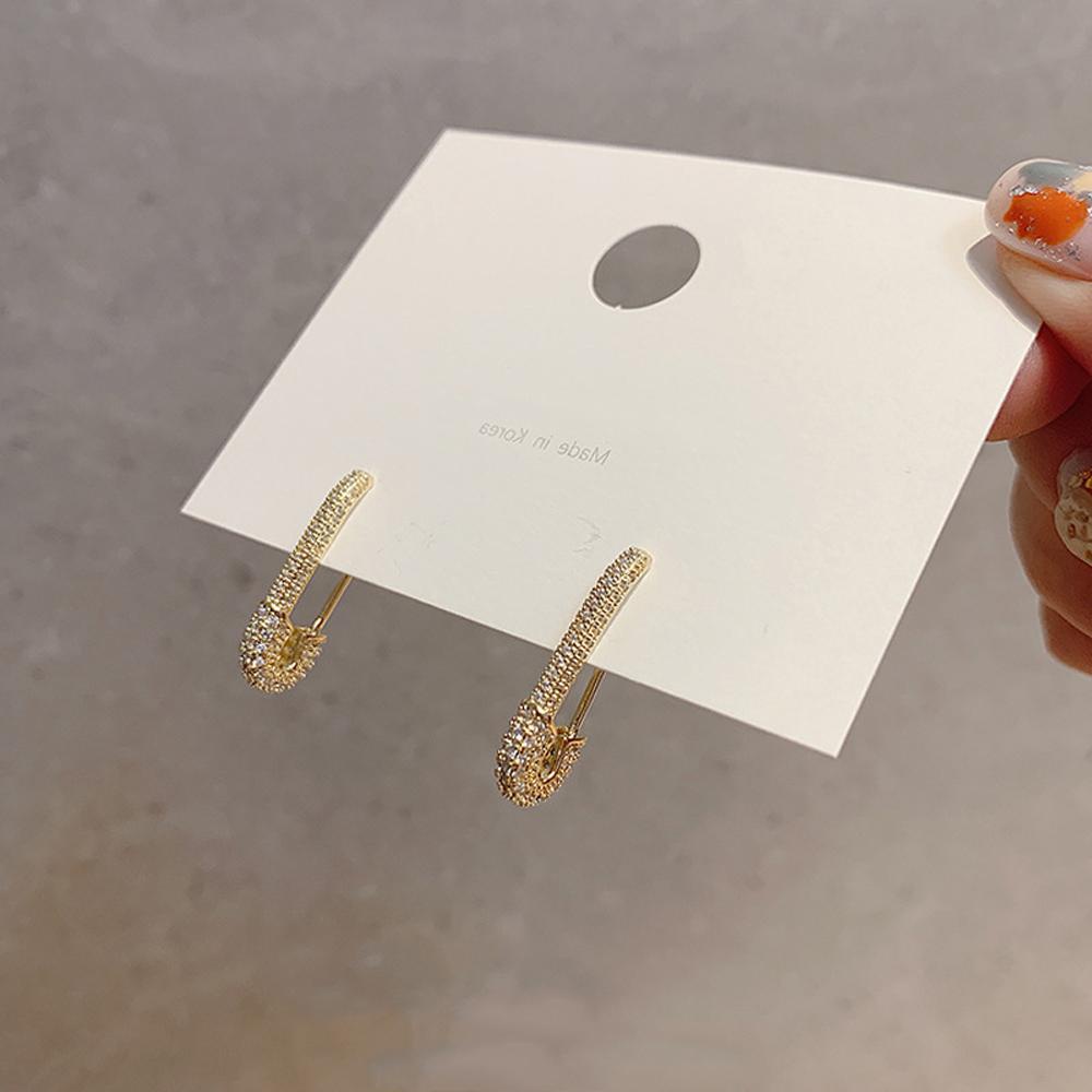 QQMALL Bông Tai Mạ Bạc 925 Hình Học Đính Đá Thời Trang Dành Cho Nữ