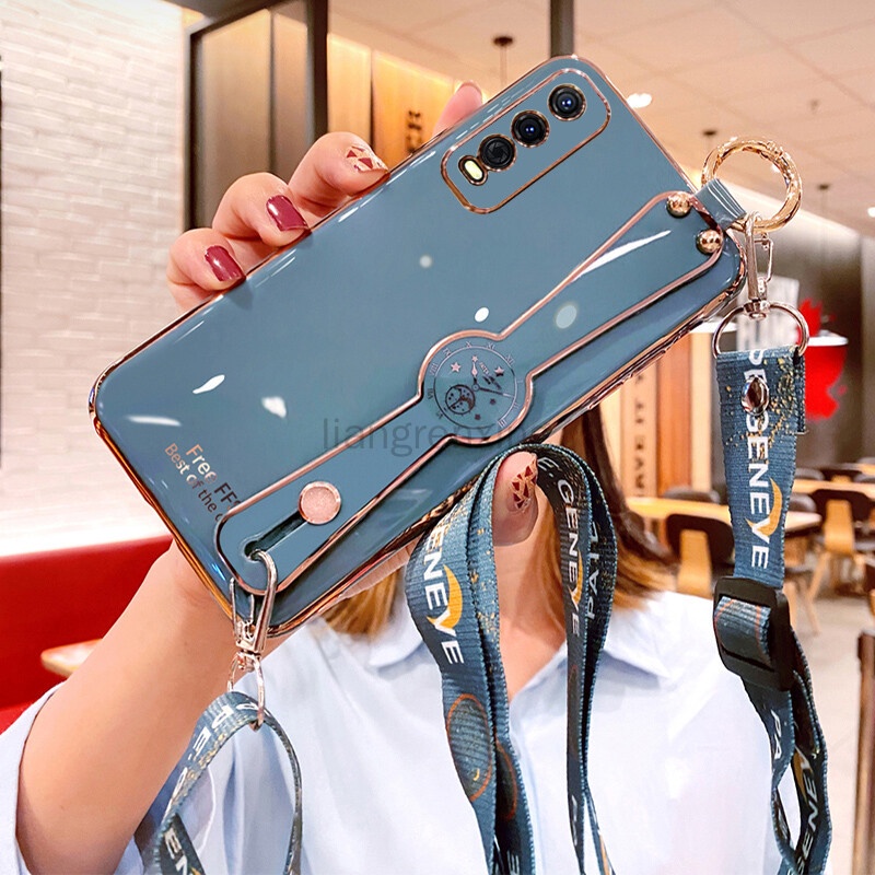 Ốp lưng vivo v20 v20 se v20 pro v21 v21e v23 v23e Ốp Điện Thoại Mềm Đính Đá Giả Có Dây Đeo Cổ Cho vivo v20 v20 se v20 pro v21 v21e v23 v23e