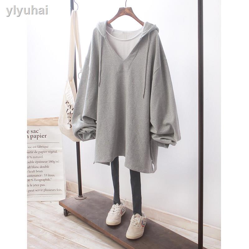 Áo hoodie dài tay cổ chữ V form rộng thời trang mùa thu cho nữ