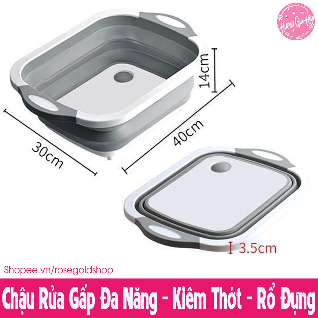 Bộ Thớt Kèm Chậu Gấp Gọn &amp; Rổ Đựng Rau, Hoa Quả 3 Trong 1, Giúp Nhà Bếp Bạn Gọn Gàng Hơn