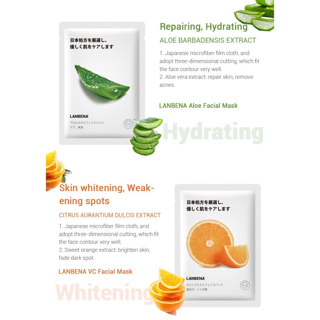 ❥fei beauty❥ Fruit Facial Mask Advanced Formula Whitening  Water Locking Plant Extract Fresh Sheet Face Mask