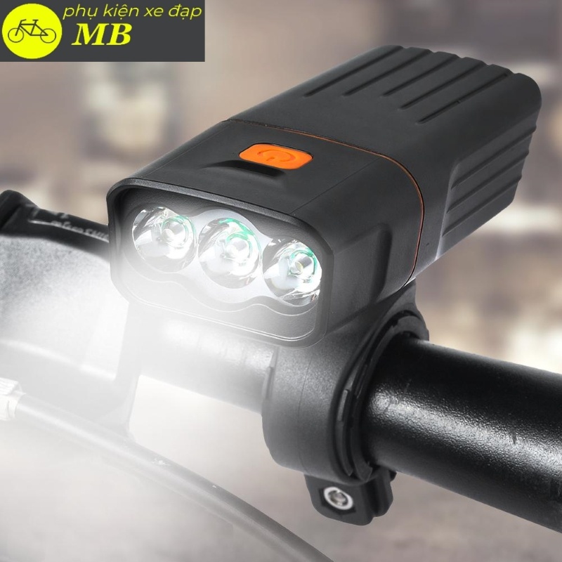 Đèn xe đạp siêu sáng 3 mắt độ sáng 1000lumen cao cấp sạc usb chống nước tích hợp sạc dự phòng