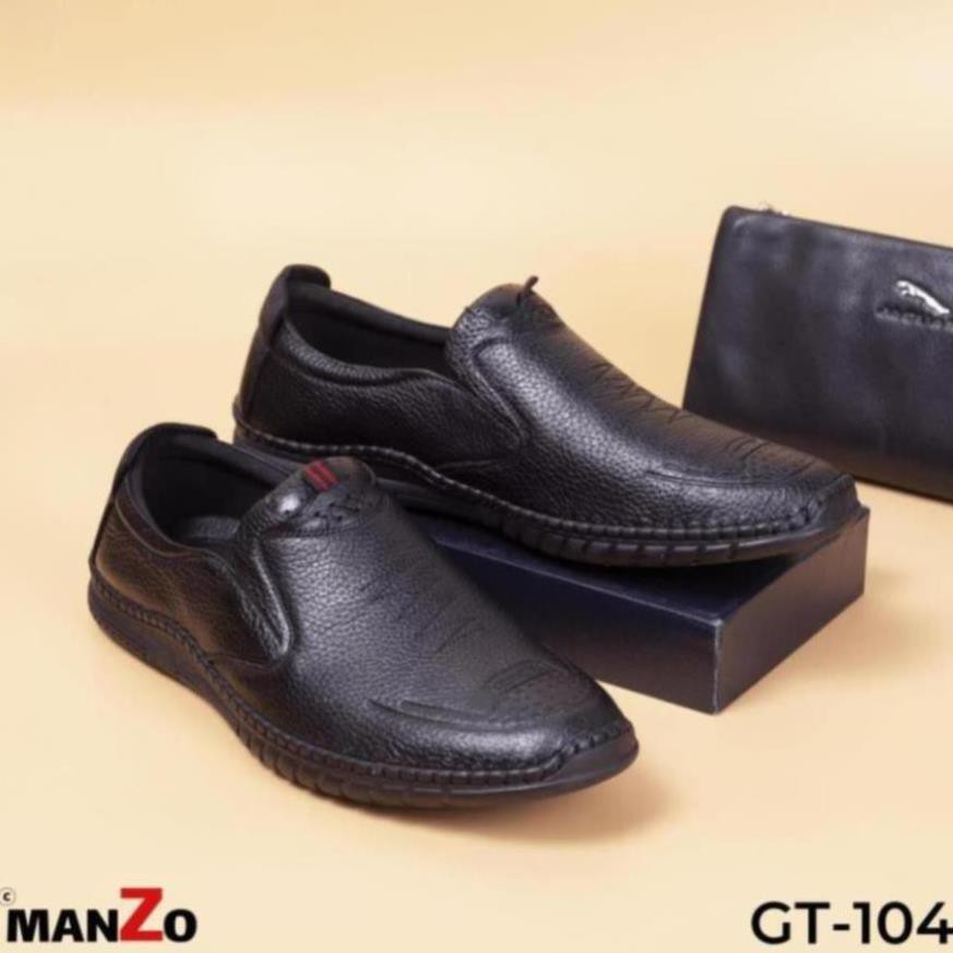 [Sale 3/3][DA BÒ THẬT] Đen & Nâu - Giày lười da mềm mang rất êm chân - Bảo hành 12 tháng - Manzo store - GT 104 -pi9