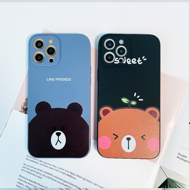 Ốp điện thoại họa tiết gấu nâu cho iPhone 11 12 Mini Pro Max iPhone SE 6 6s 7 8 Plus X XR XS