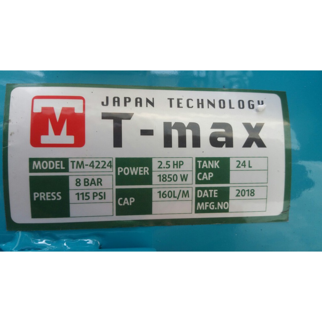 MÁY NÉN KHÍ TMAX 24L 2.5 HP 100% DÂY ĐỒNG JAPAN TECNOLOGY