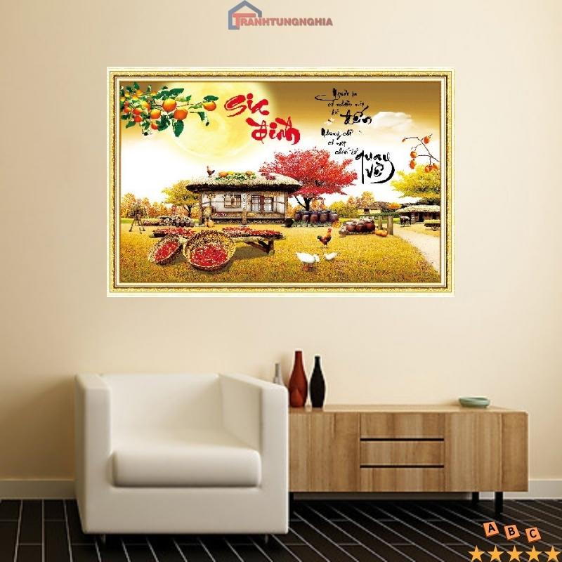 Tranh đính đá ABC, tranh thêu chữ thập gia đình hạnh phúc