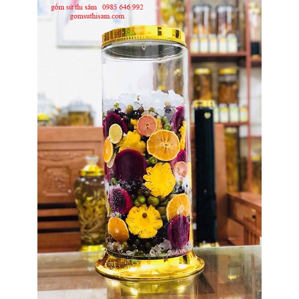 Bình thủy tinh ngâm rượu Việt Nam 7.8 Lít ngâm sâm, đinh lăng, táo mèo, linh chi