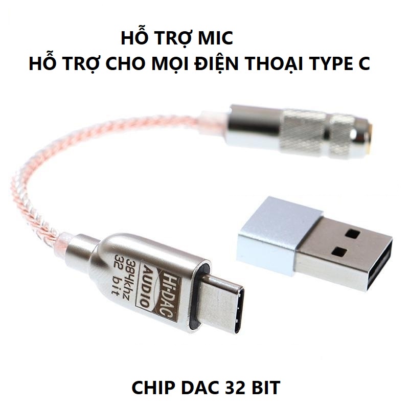 Jack chuyển Type C ra 3.5 (có chip DAC ) giải mã âm thanh 32 bit siêu hay có mic