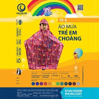 Áo mưa cánh dơi trẻ em KHẢI HOÀN, Áo mưa choàng cho bé dày dặn hoạ tiết siêu đẹp
