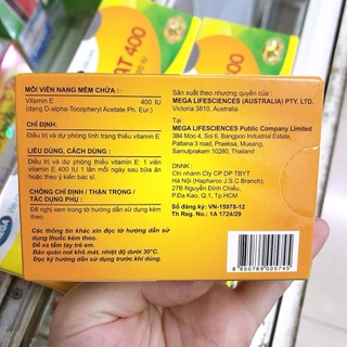 ENAT 400-Vitamin E 400 IU (Hàng chuẩn công ty Mega nhập khẩu Thái Lan)