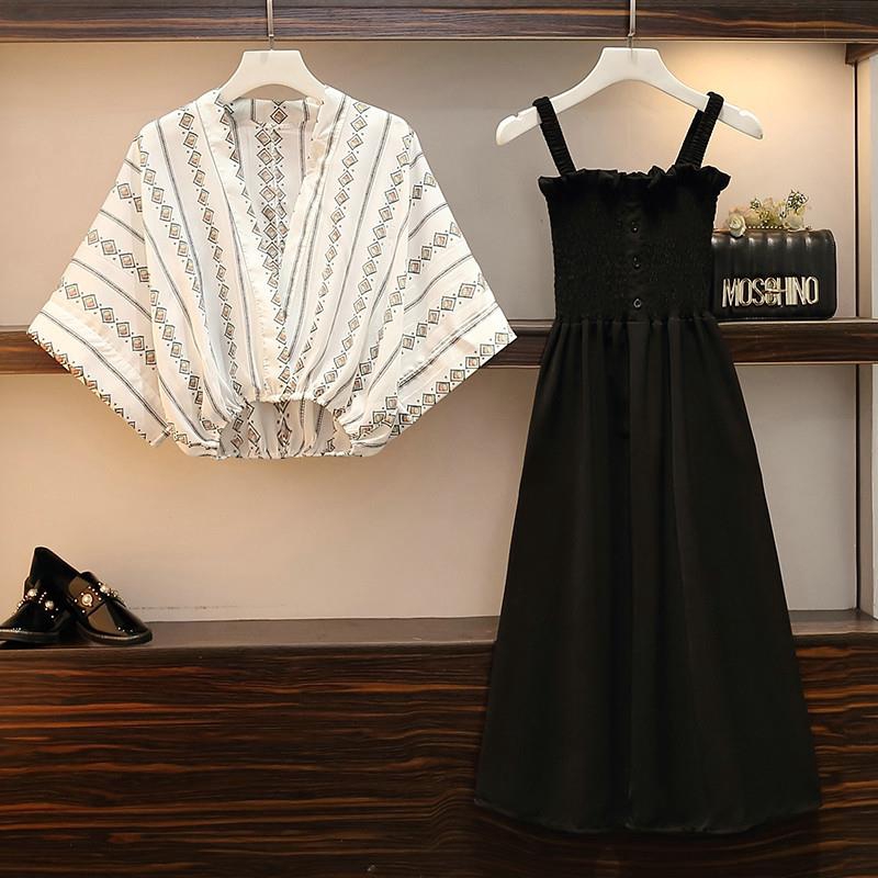 40-100kg☀M-4xl☀ Bộ Đầm Hai Mảnh Phong Cách Ngoại Cỡ Cho Phụ Nữ 200kg