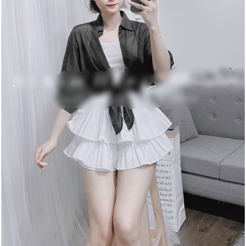Áo sơ mi voan cột eo tay phồng trơn xinh xinh , chất voan mềm mịn