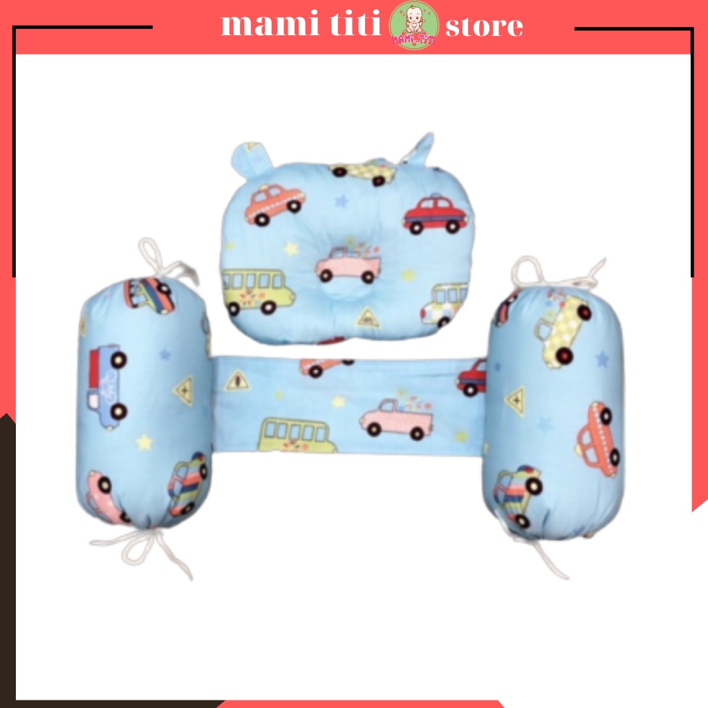 gối cho bé sơ sinh, bộ chặn gối ruột bông cho bé hàng Việt Nam