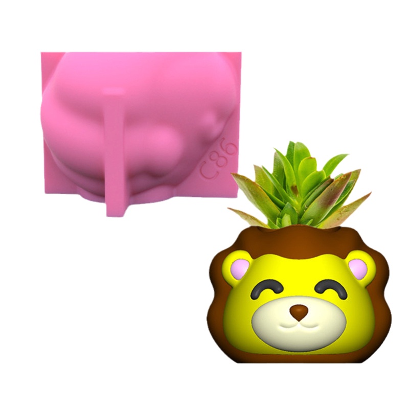 Khuôn Silicone Làm Chậu Cây Hình Sư Tử / Hình Học