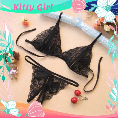 Bộ Đồ Lót Ren Xuyên Thấu Quần Chip Lọt Khe Áo Lót Không Mút Không Gọng - Nội Y Ren Sexy BL11 | BigBuy360 - bigbuy360.vn