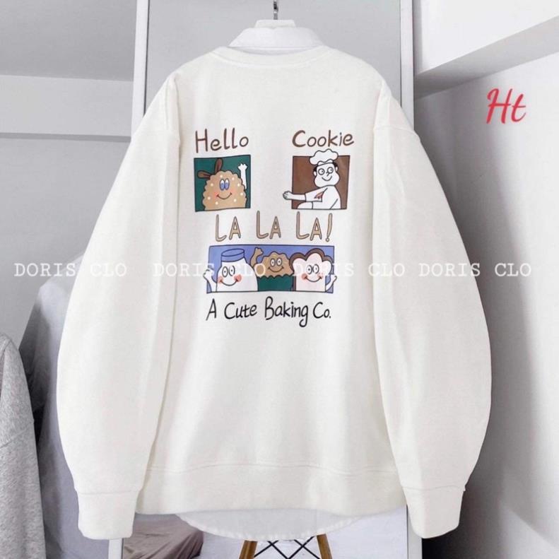 Áo nỉ cổ tròn Cookie bo gấu Ht