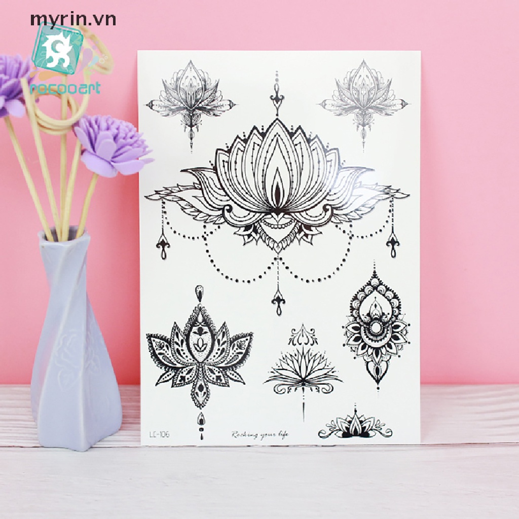 Hình xăm dán tạm thời họa tiết Mandala chống thấm nước cho nữ