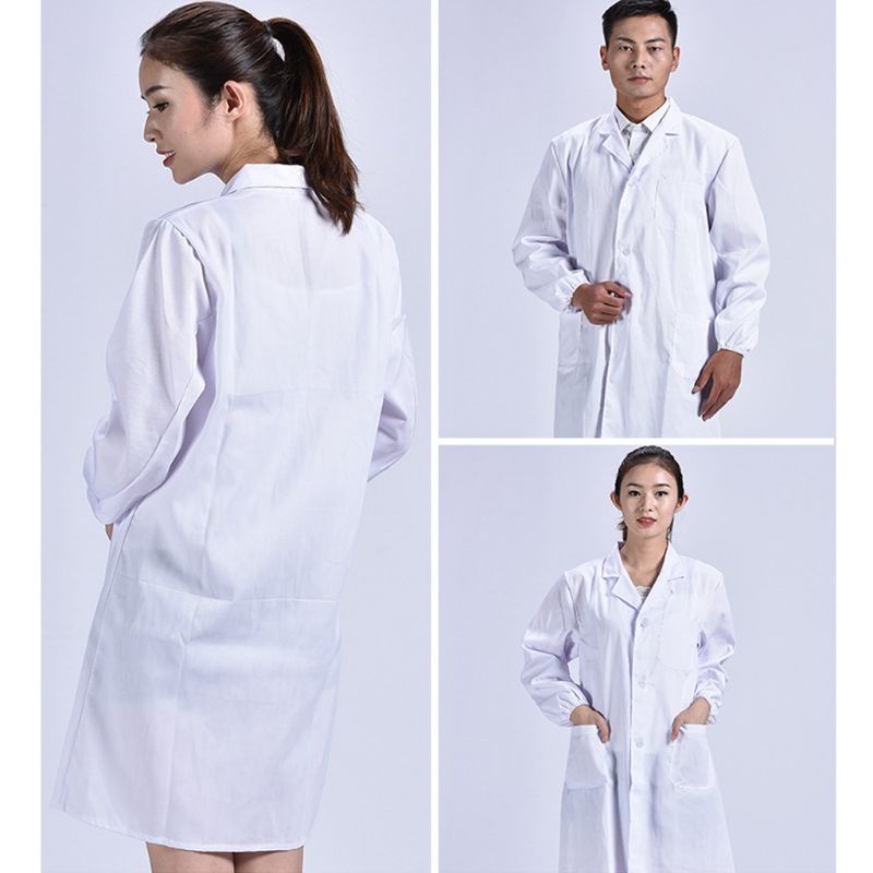 Áo Khoác Trắng Dài Tay Cài Nút Cho Y Tá Bác Sĩ