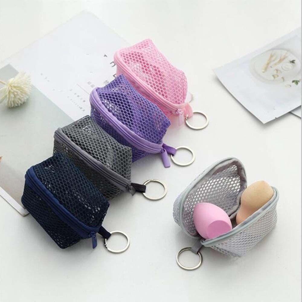 Túi Lưới Đựng Mút Trang Điểm Mini Màu Trơn Thoáng Khí