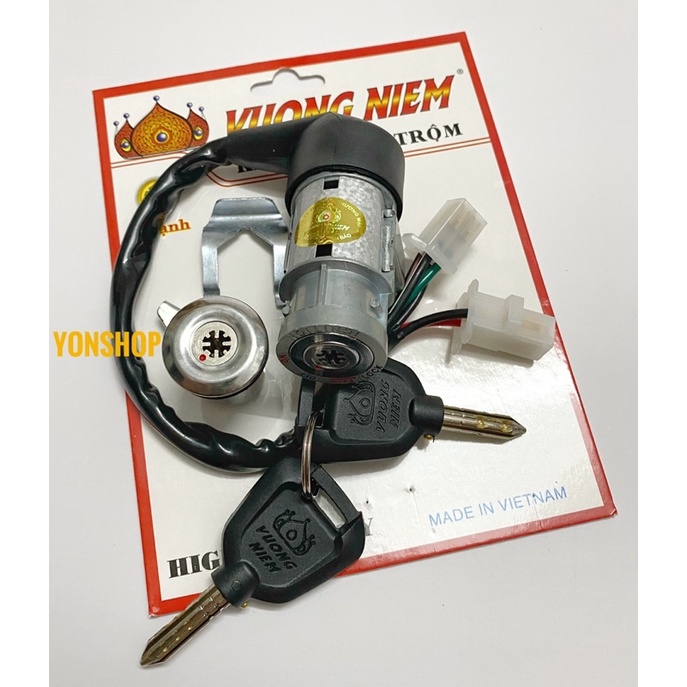 Bộ Ổ Khoá Xe Wave Alpha Đời 2007->2015 2 Giắc Chìa 6 - 8 Cạnh Chống Trộm Chính Hãng VƯƠNG NIỆM