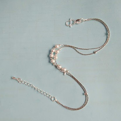 Lắc chân cườm to nhỏ xen kẽ xi bạc 925 trắng sáng mẫu mới dễ thương - namimi