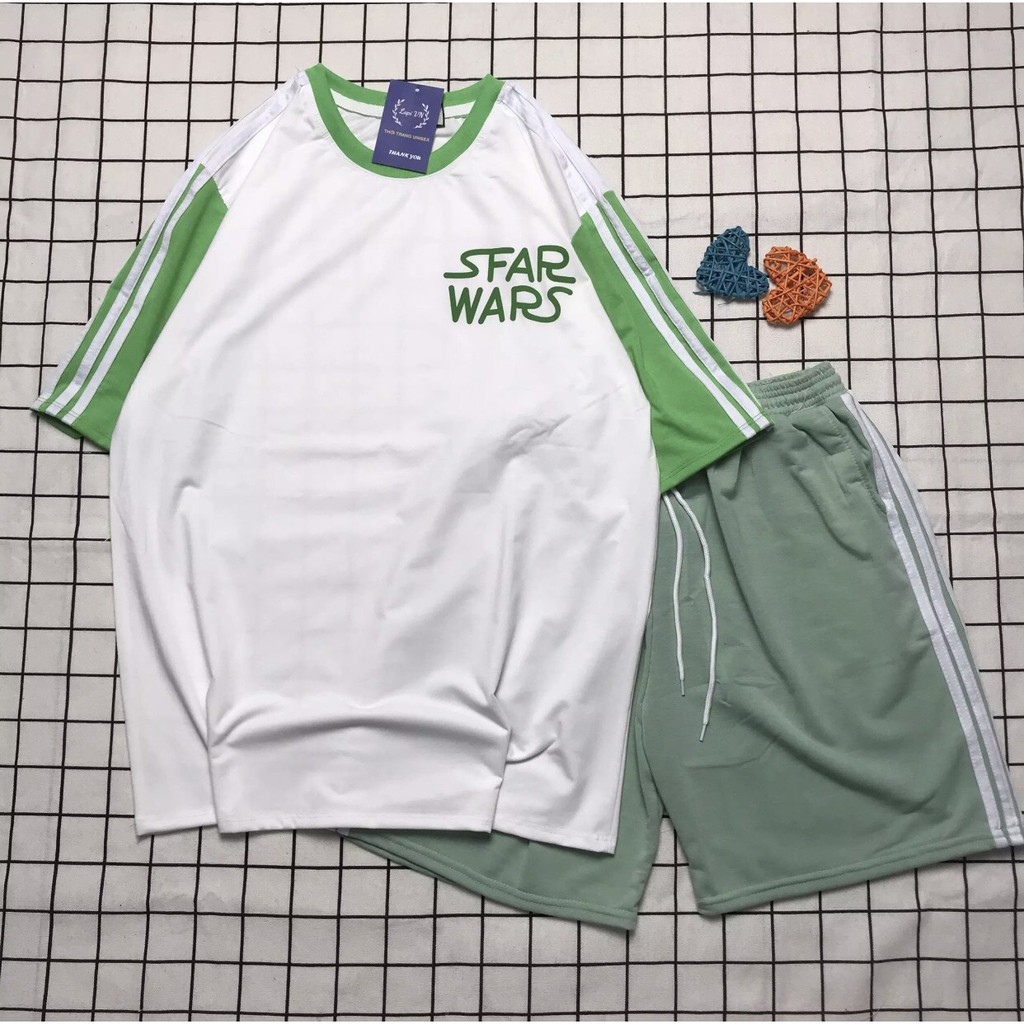 Đồ Bộ Coton Phong Cách Thể Thao Star Wars Cute , Forn Rộng Mặc Ở Nhà, Nam Nữ Đều Mặc Được TTSLB0029