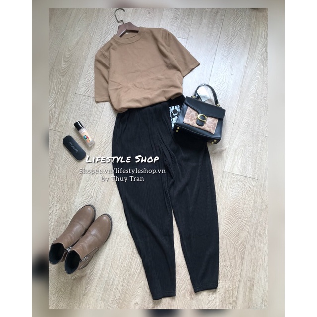 Áo len nữ Thu Đông mỏng mềm dáng suông lửng cổ tròn cộc tay | BigBuy360 - bigbuy360.vn