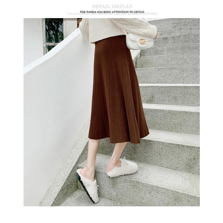 [ Mã 11FASHIONSALE1 giảm 10K đơn 50K ] Chân Váy Len Lưng Cao Màu Đen Thời Trang Thu Đông Cho Nữ 2021mid | BigBuy360 - bigbuy360.vn