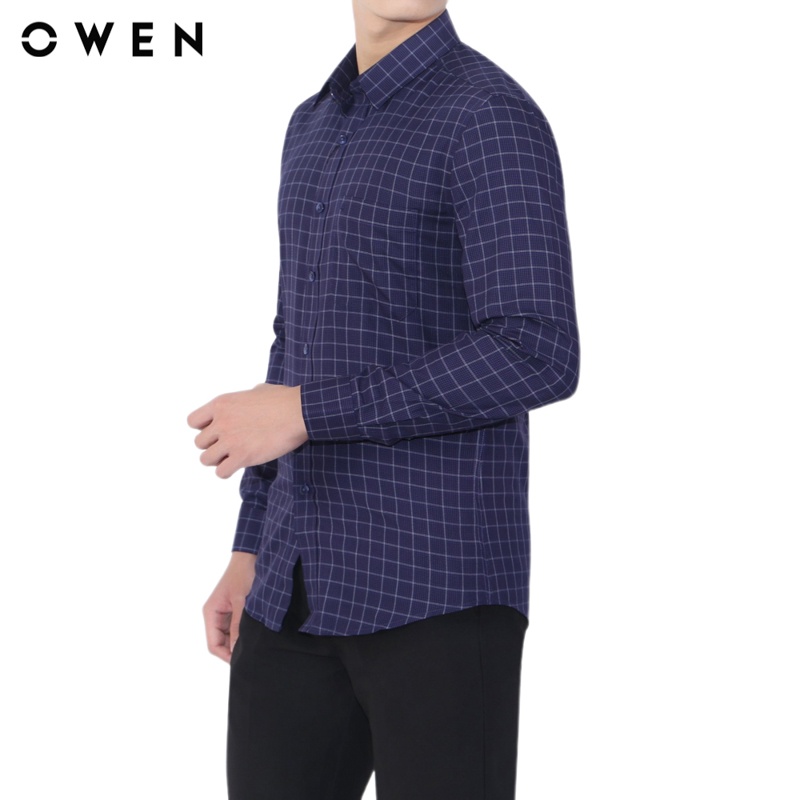 Áo sơ mi dài tay nam Owen Bamboo Slim Fit Xanh caro - AS20887DT