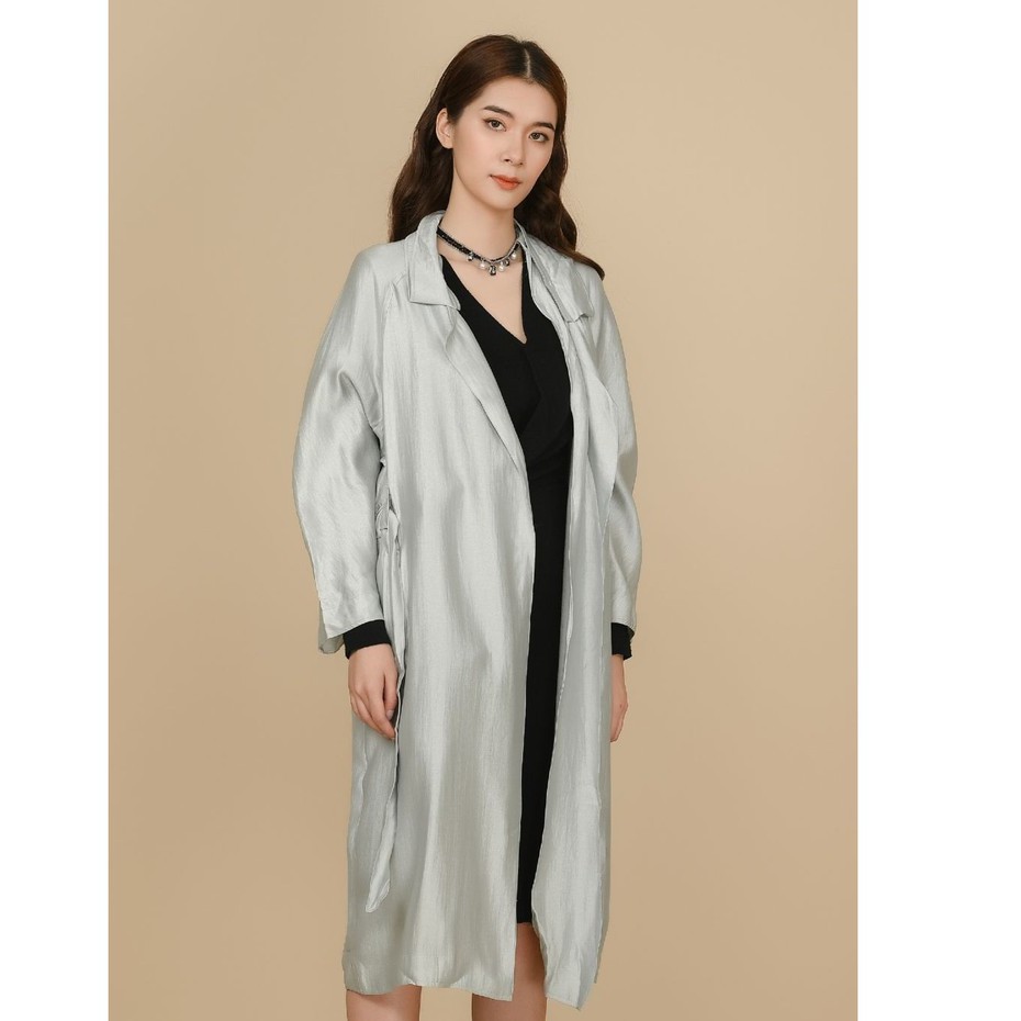 [Mã FAMALLT5 giảm 15% đơn 150k] Áo khoác măng tô tapta ghi thiết kế Elise | BigBuy360 - bigbuy360.vn