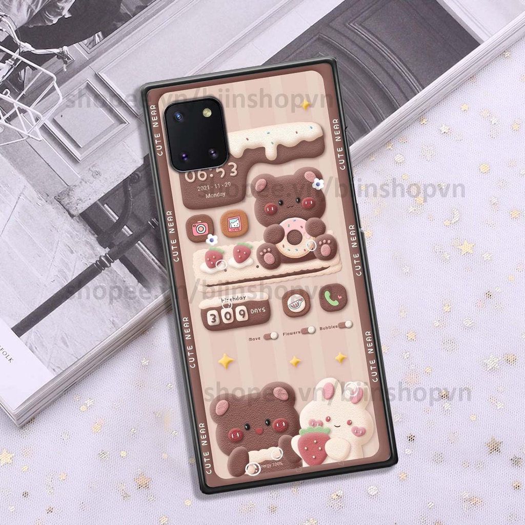 Ốp Samsung Note 10 Lite in 3D icon gấu nổi siêu xinh, siêu đáng yêu, cá tính phong cách