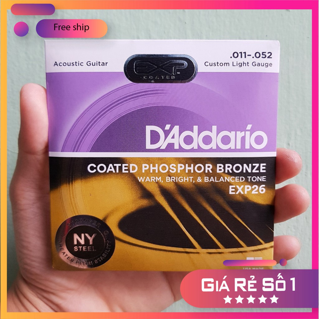 Dây Đàn Guitar Acoustic D'Addario EXP 26 [Size 11] - Tặng kèm Pick gảy