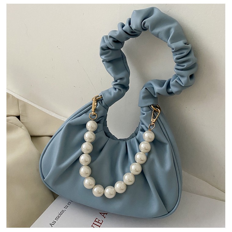CHIKITO | Túi Nữ Đeo Vai Hobo Xếp Ly Cổ Điển - Túi Da PU Đám Mây Kèm Quai Ngọc Thanh Lịch Quảng Châu