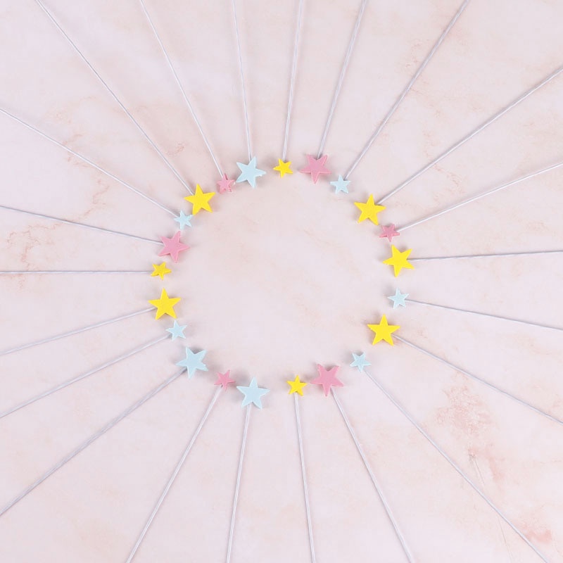 Set 10 Que Trang Trí Bánh Kem Hình Ngôi Sao 3D Hoạt Hình Dễ Thương