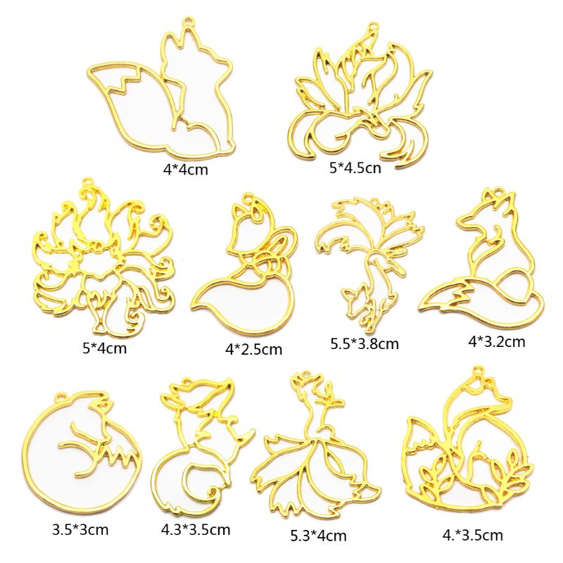 Bộ 10 Khung Mặt Dây Chuyền Hình Cáo Thông Minh Bằng Resin UV DIY