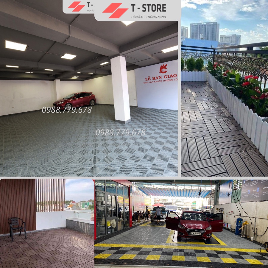 🎁Freeship+👉Thảm Nhựa Ghép Lót Sàn Gara . Vỉ nhựa lót sàn cho Gara, Tiệm Sửa Xe, Ban Công,Sân Vườn Kích Thước 30cm x 30c