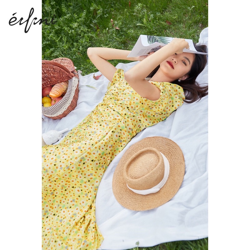 Đầm lụa vàng Eifini