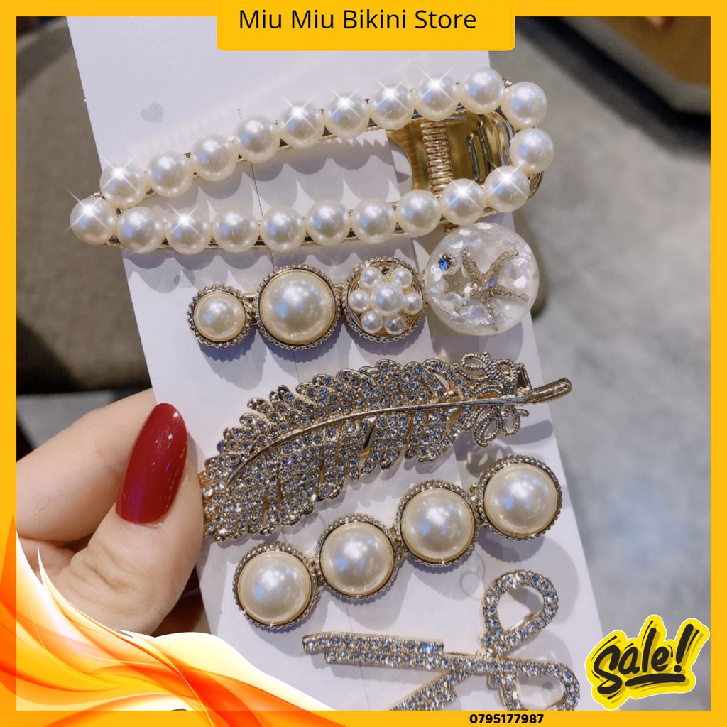 Set 6 Kẹp Tóc Ngọc Trai Siêu Sang Chảnh - Ngọc Trai Nhân Tạo