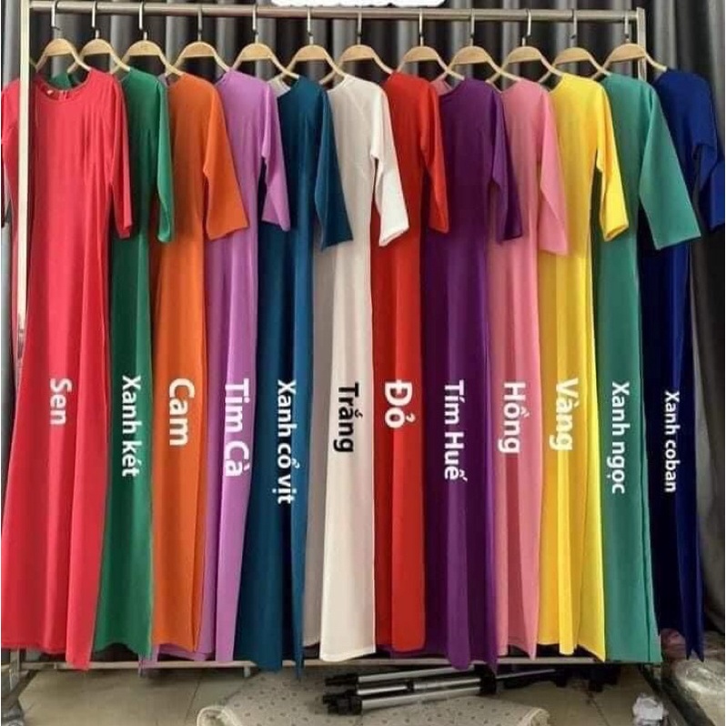 Áo dài sui gia mẹ xanh nhiều màu kết hoa cổ 3 phân