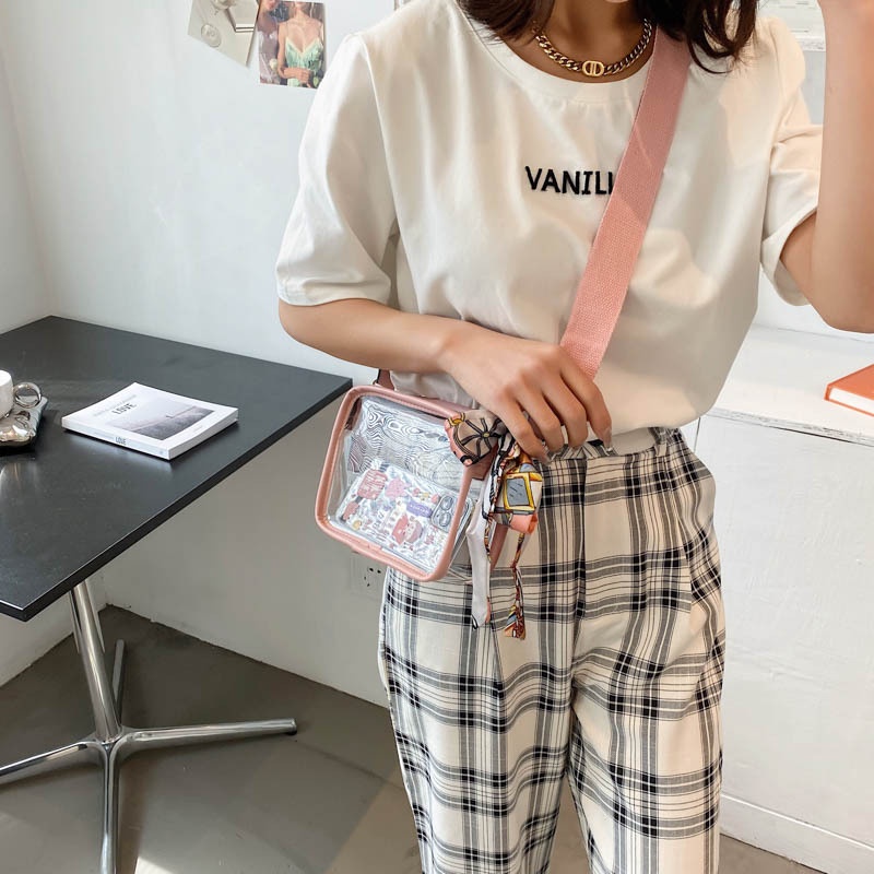 Túi xách IELGY dây đeo vai bản rộng đựng điện thoại bằng PVC kiểu Hàn Quốc cho nữ