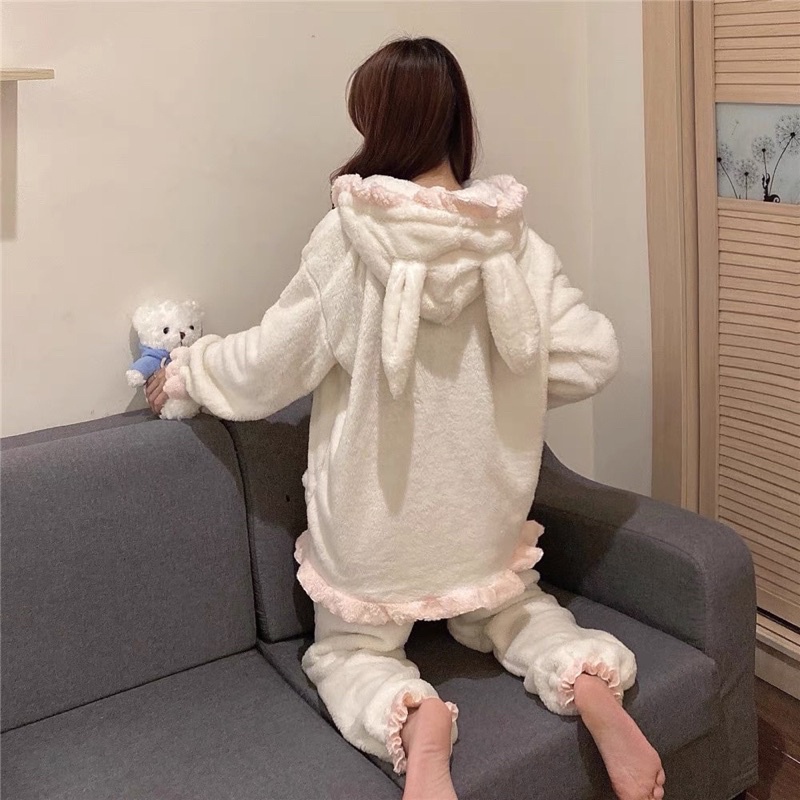 Bộ đồ ngủ lông, Quần bông nỉ giữ nhiệt bo gấu mặc nhà siêu ấm PHỐI VIỀN BÈO dễ thương. MET SHOP | BigBuy360 - bigbuy360.vn