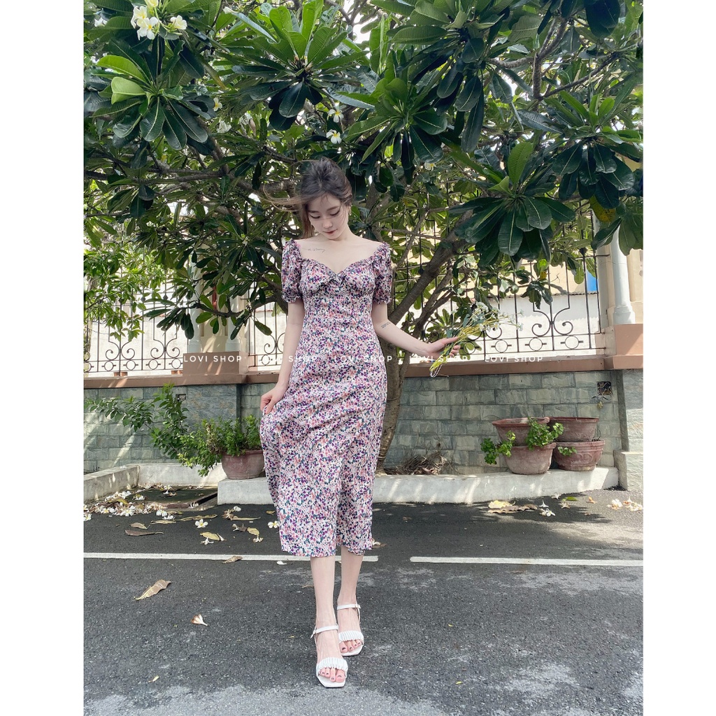 LOVI SHOP - Đầm maxi hoa phong cách vintage thời trang Pháp
