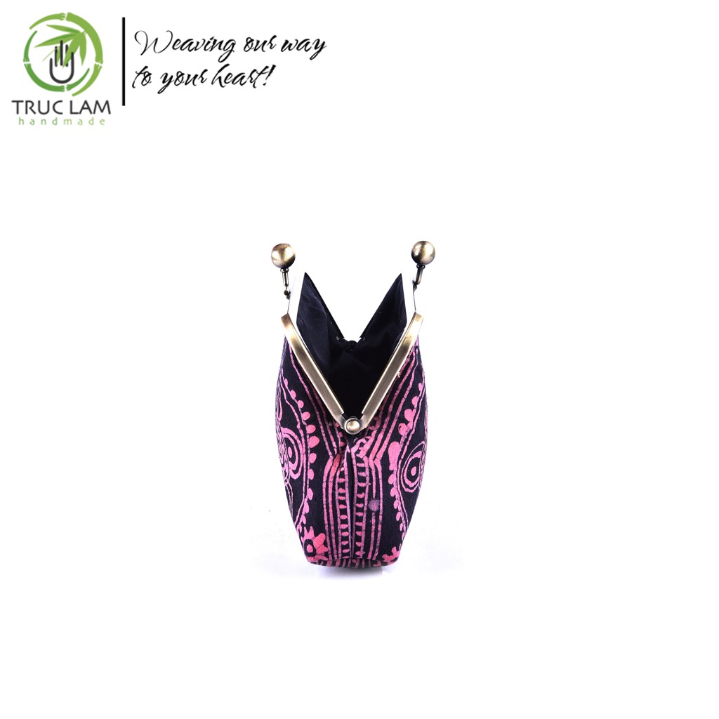 Ví Nữ Dài Cầm Tay Khóa Nẹp Đồng Vải Nhuộm Sáp Ong Họa Tiết Vẽ Tay - Trúc Lâm Handmade