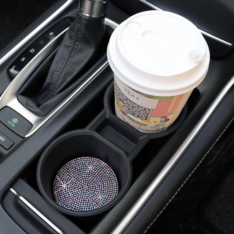 Set 2 Miếng Lót Cốc Nước Đính Đá Lấp Lánh Chống Trượt Chống Sốc Chuyên Dụng Cho Xe Hơi